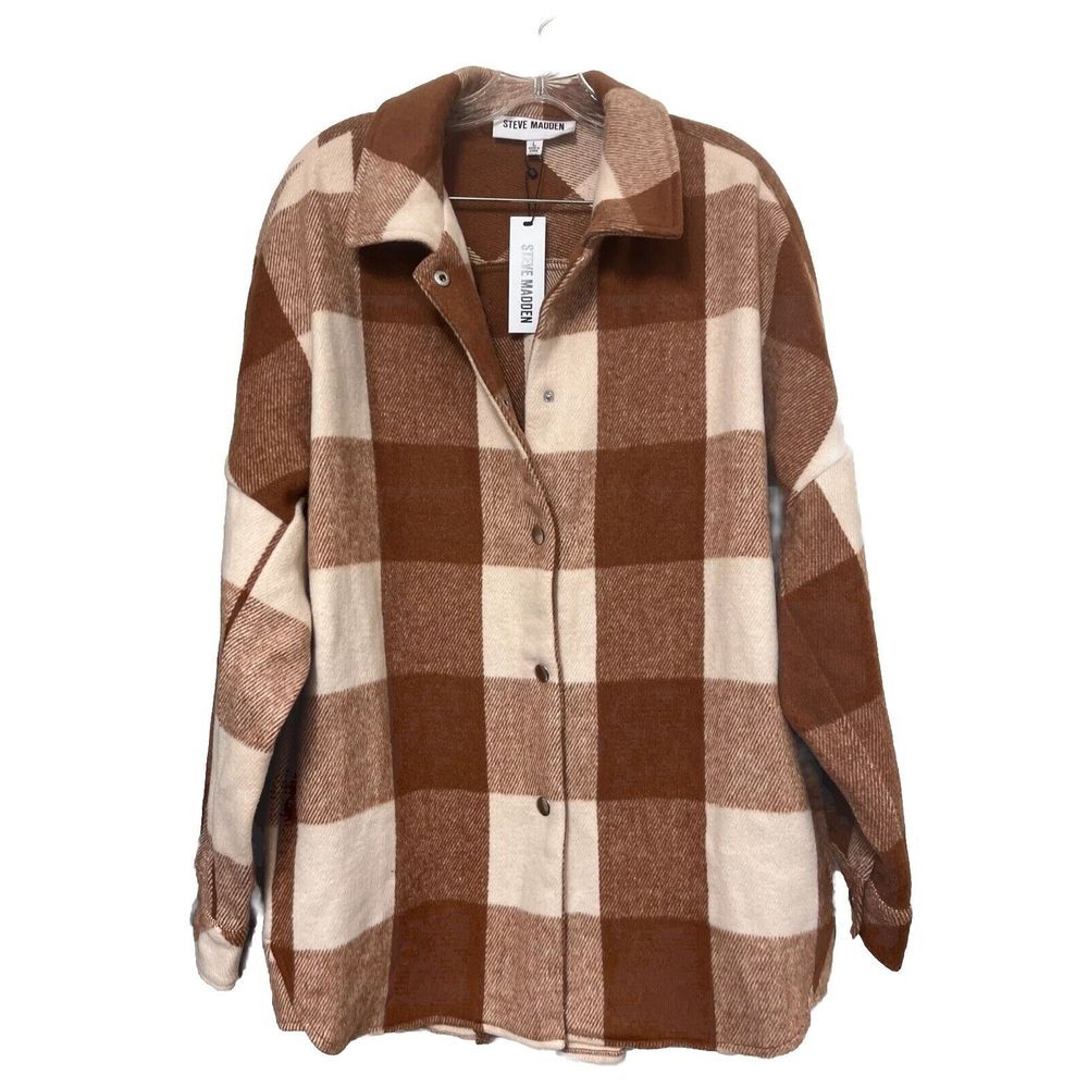 NWT Steve Madden Fringe With Benefits Coat Cozy Casual Oversized Jacket L Fleece